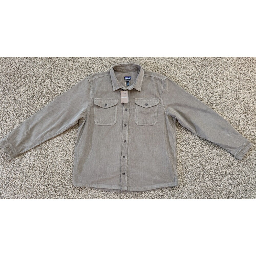 Patagonia Corduroy Shirt Men's M Seabird Gray Organic Cotton Long Sleeve NWT